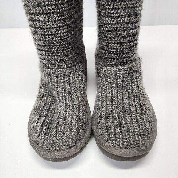 UGG Australia Boots Womens 5 Classic Cardy Tall Winter Boots 5819 Grey Fabric - Picture 6 of 13